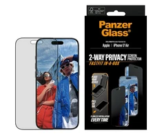 „Panzer Glass“ itin plataus užsegimo „Fastfit“ privatumo stiklas, skirtas „iPhone Air“.