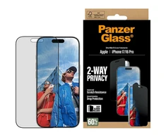 „Panzer Glass“ itin plataus kampo „EasyAligner“ privatumo stiklas, skirtas „iPhone 17 / 16 Pro“