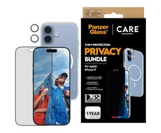 Panzer Glass „CARE by PanzerGlass“ flagmaninis „Privacy 3-in-1“ dėklas + privatumo stiklas + objektyvas, skirtas „iPhone 17“
