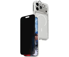 „Panzer Glass CARE by PanzerGlass Flagship Privacy 3in1“ dėklas + privatumo stiklas + lęšis, skirtas „iPhone 17 Pro Max“.