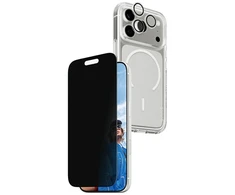 Panzer Glass „CARE by PanzerGlass“ flagmaninis „Privacy 3-in-1“ dėklas + privatumo stiklas + objektyvas, skirtas „iPhone 17 Pro“