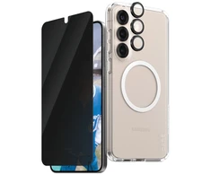 „Panzer Glass CARE“, „PanzerGlass Flagship 3in1“ dėklas + privatumo stiklas + objektyvas „Samsung Galaxy S25 Plus“