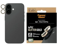 Panzer Glass Grūdintas stiklas na objektyvas PanzerGlass Hoops Glitter do iPhone 17 / 16 / 16 Plus auksinė
