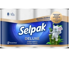 Papīra dvieļi SELPAK Deluxe Bamboo, 3 slāņi, 9.6m, 75 loksnes, 8 ruļļi