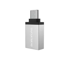 Adapteris Borofone BV3 Type-C OTG pilkas