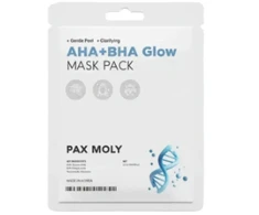 PaxMoly AHA + BHA šviečianti lakštinė veido kaukė dienai ir nakčiai, 25 ml