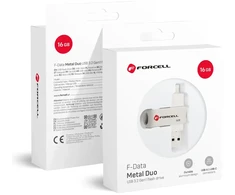 Pendrive 16GB USB 3.2 Gen 1 (USB A / USB C) Forcell F-Data Metal Duo sidabrinis