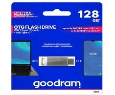 PENDRIVE 3.2 GOODRAM ODA3 Sidabrinis 128GB TYPE-A+TYPE-C