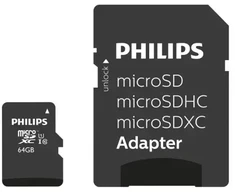 Philips Micro SDXC 64GB class 10 UHS 1 + Adapteris