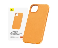 Telefono dėklas, skirtas iPhone 15 ProMax Baseus Fauxther Series (oranžinė)