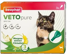 Pilieni pret blusām, ērcēm kaķiem - Beaphar Spot on Veto pure, 3 gab