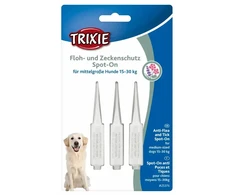 Pilieni pret blusām, ērcēm suņiem : Trixie Spot On flea and tick protection for medium, sized , 3×5ml