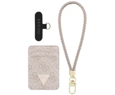 Guess wallet + hand strap set Guess triangle MagSafe rožinės spalvos