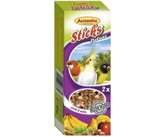 Placek Papildbarība putniem – Avicentra Sticks fruit, nutty for small parrots, 2 x 60 g