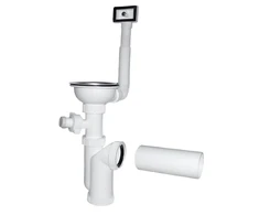Plastbrno Sifonas virtuvės kriauklei 115 1/2X50mm su išbėgimu ir perpildymu