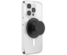 PopSockets Round Aluminum Triangle Knurl Grip MagSafe telefono laikiklis ir stovas, juodas