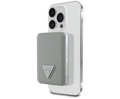 „Guess“ grūdėto trikampio formos išorinė baterija su „MagSafe“ 5000mAh 15W USB-C - rusvai gelsvas