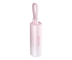 Powerbank 5000mAh Vention FHWR0 20W + USB-C prie žaibo kabelio (rožinis)