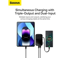 Powerbank Baseus Qpow PRO su laidu, 10000mAh, 22.5W (juodas)