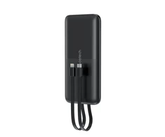 Powerbank Choetech B654 10000mAh 22.5W USB-A / USB-C / micro USB su built-in USB-C / Lightning kabelis – Juodos spalvos