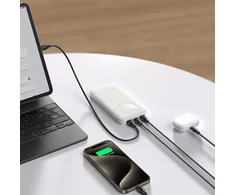 Nešiojamoji baterija Joyroom JR-PBF12 10000mAh 2.4A 2x USB-A 1x USB-C – baltos spalvos