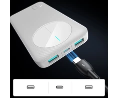 Nešiojamoji baterija Joyroom JR-PBF12 10000mAh 2.4A 2x USB-A 1x USB-C – baltos spalvos