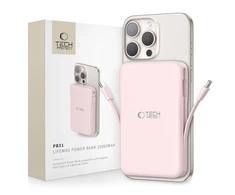 Išorinė baterija „Tech-Protect PB31 LifeMag MagSafe 10000 mAh“ – rožinė