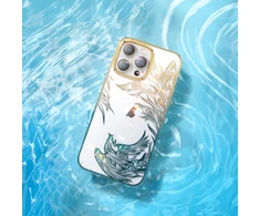 Luxury Apple iPhone 14 Kingxbar Phoenix Crystals - dėklas telefonui aukso ir mėlynos spalvos