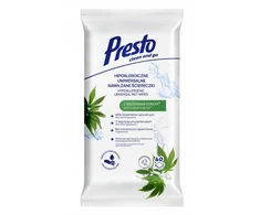 PRESTO Drėgnos servetėlės ​​universalios Eco su kanapėmis 40 vnt.