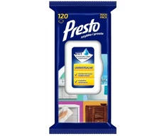 Presto Valymo šluostės + skystis 2in1 universalus 1 pak. - 120 vnt