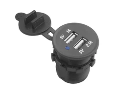 LTC Oem USB automobilinis įkroviklis 12/24V 1A+2.1A montavimui LXG526