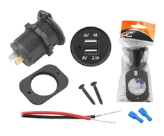 LTC Oem USB automobilinis įkroviklis 12/24V 1A+2.1A montavimui LXG526