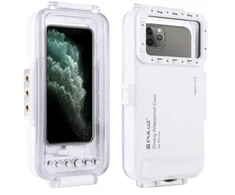 Puluz vandeniui atsparus dėklas (45 m), skirtas iPhone: povandeninėms nuotraukoms ir vaizdo įrašams (baltas)