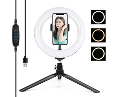 Dėlionė Puluz 1.1 m trikojo laikiklis + 10 colių 26 cm RGBW LED žiedo Vlogging Video Light Live PKT3044