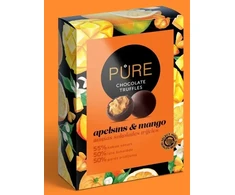 Pure Chocolate Šokolādes trifeles ar apelsīnu mango krēma pildījumu 148g, PURE