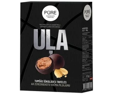 Juodo šokolado triufeliai su žemės riešutų kremo įdaru „UĻA“ 133 g PURE CHOCOLATE