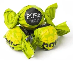 Pure Chocolate Tumšās šokolādes trifeles ar proteīna zemesriekstu krēma pildījumu 500g, PURE