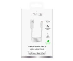 Puro 12W USB-A – Lightning Spiral kabelis 1m – baltos spalvos