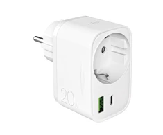 Puro 20W Power Delivery Charger su Schuko Plug and Socket 1x USB-C + 1x USB-A – baltos spalvos