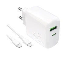 Puro Daily Prolite 45W USB-C USB-A Power Delivery Charger with USB-C Cable – Baltas