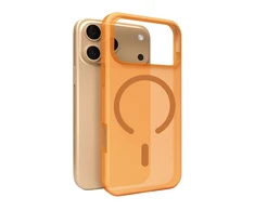 Puro „Daylight Magsafe“ suderinamas silikoninis dėklas, skirtas „iPhone 17 Pro Max“ – permatomos oranžinės spalvos