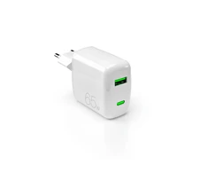 Puro Elektrik Puro 65W GaN USB-A USB-C laidinis įkroviklis – baltos spalvos