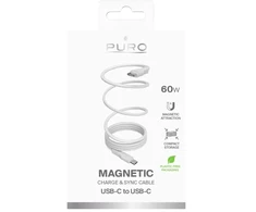 Puro Elektrik Puro magnetinis duomenų perdavimo ir įkrovimo kabelis | USB-C į USB-C | 60 W | 1 m | baltas