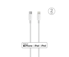 Puro Elektrik „Puro Plain“ laidas, skirtas Apple su MFI USB-C – Lightning 2.0 2.4A 2m – baltas