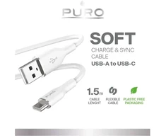 Puro Elektrik Puro Soft duomenų perdavimo ir įkrovimo kabelis | USB-A į USB-C | 18 W | 1,5 m | baltas