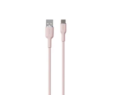 PURO ICON minkštas kabelis – USB-A iki USB-C 1,5 m kabelis (dulkėtas rožinis)