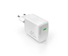 Puro Elektrik Puro Super Mini 45W PD GaN USB-C laidinis įkroviklis – baltos spalvos