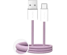 Puro Fabrik 2.0 10W USB-A – USB-C Braided Kabelis 1.5m – rožinės spalvos