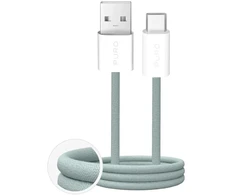 Puro Fabrik 2.0 10W USB-A – USB-C Braided Kabelis 1.5m – žalios spalvos