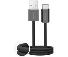 Puro Fabrik 2.0 10W USB-A - USB-C Braided Kabelis 1.5m - juodos spalvos